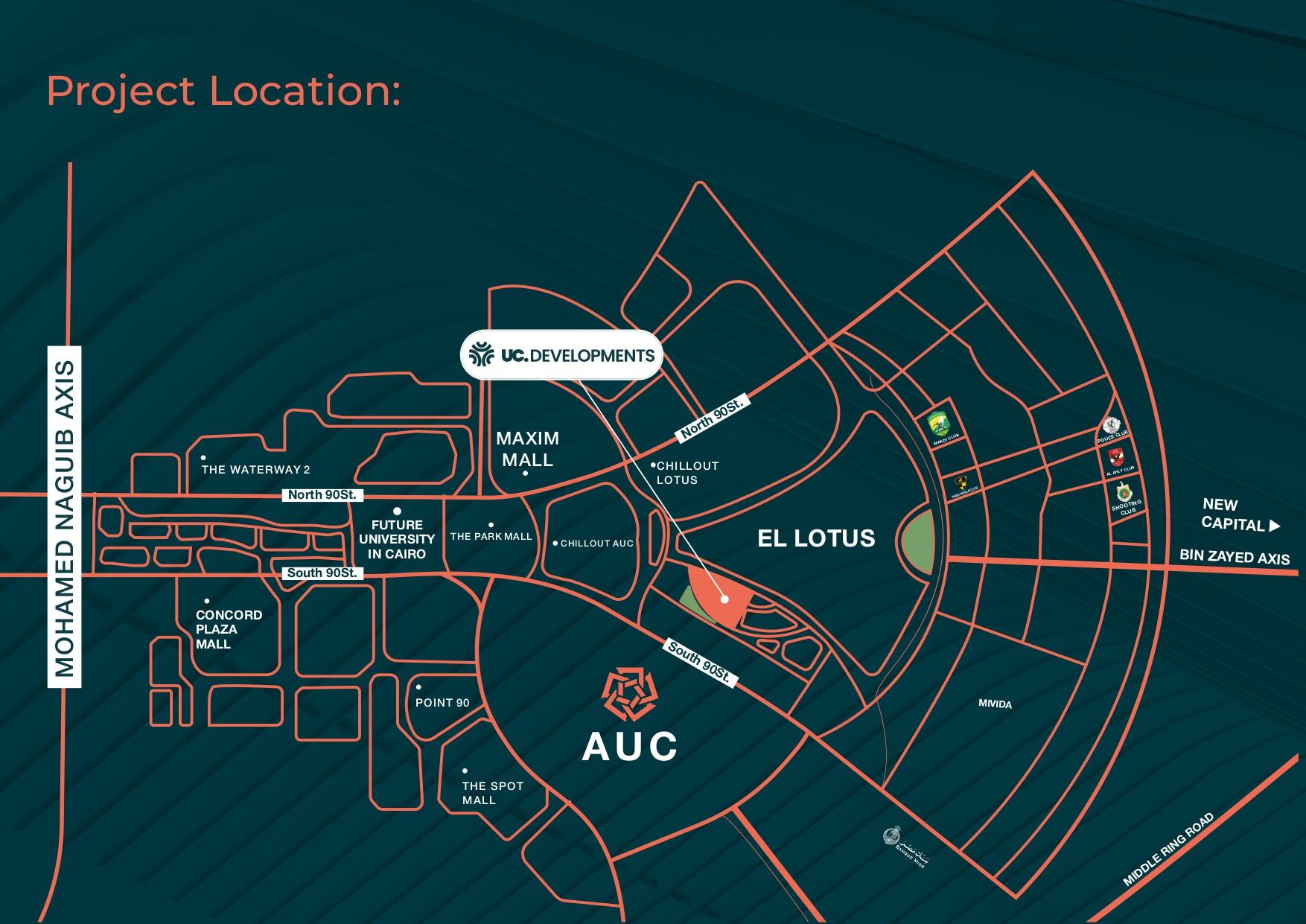 موقع مشروع شركة يو سي للتطوير العقاري التجمع الخامس