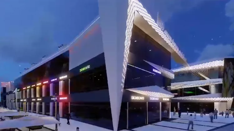 مشروع-مول-داون-تاون-أكتوبر-بالإضاءة-الليلية