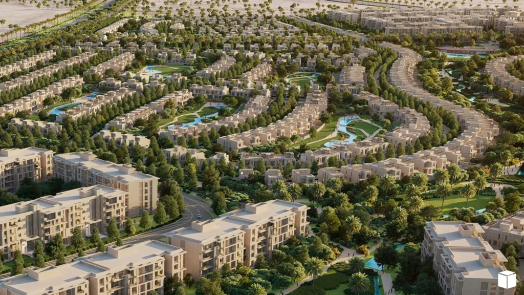Masterplan مشروع SODIC East Vale من تصميم EDSA – توزيع الوحدات السكنية والمساحات الخضراء والمسارات الحيوية