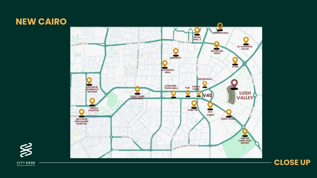 خريطة كمبوند لاش فالي التجمع الخامس Lush Valley New Cairo