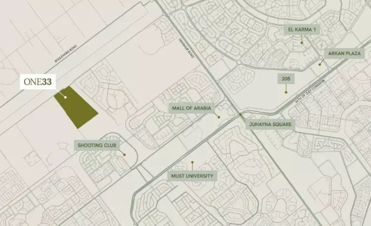 موقع كمبوند وان 33 الشيخ زايد Compound One 33 Sheikh Zayed
