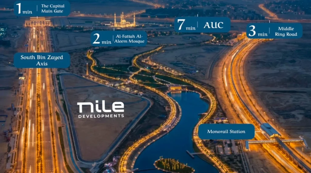 موقع استراتيجي لكمبوند ريفير ديستريكت بالقرب من أهم معالم العاصمة الإدارية
